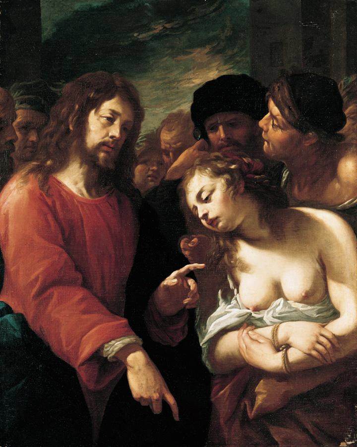 Christ and the woman taken in adultery-Giuseppe Nuvolone.jpg